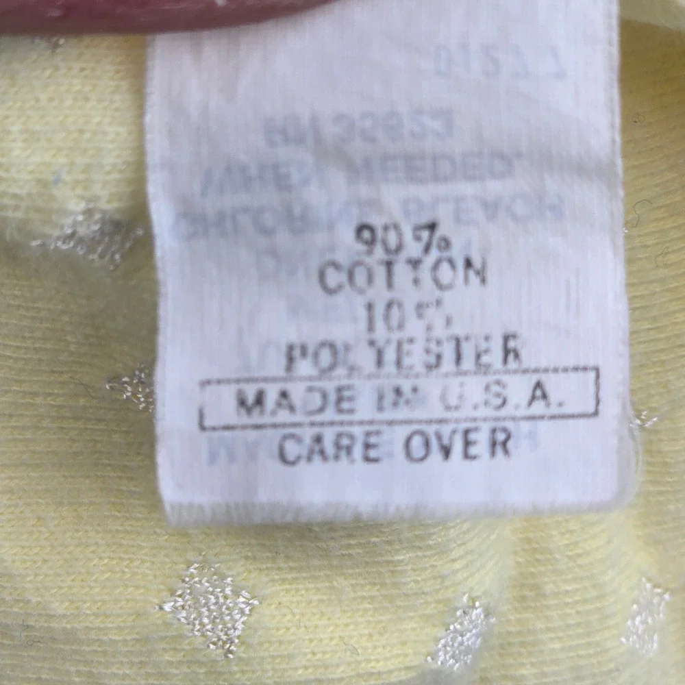 Vintage Baby Dior Yellow Blanket USA Cotton Dobby Diamond Pointelle Satin Trim